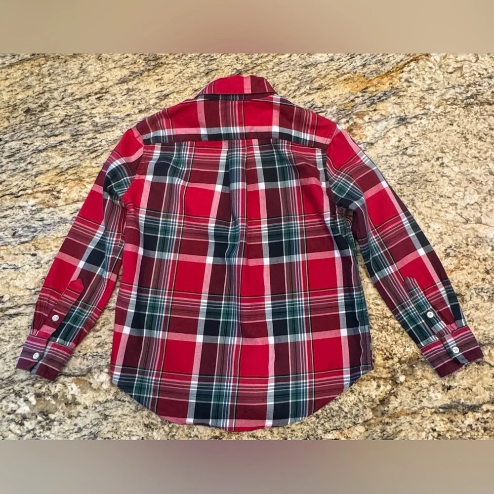 Ralph Lauren Boys Size 5 Red Plaid Button Down Shirt